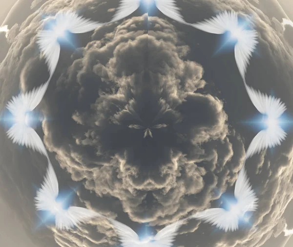 Abstracte Fractal Achtergrond Met Een Patroon Van Zwart Wit Wolken — Stockfoto