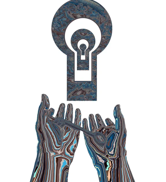 Abstract Conceptual Illustration Hands Lock — Stockfoto