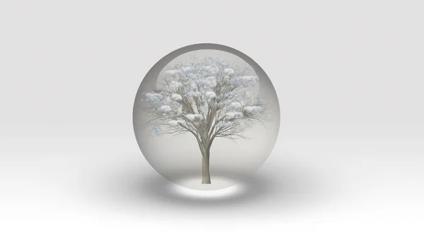 Albero Delle Nuvole Dentro Bolla Rendering — Foto Stock