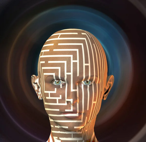 人脸3D渲染 曼达拉缩小尺寸 — 图库照片
