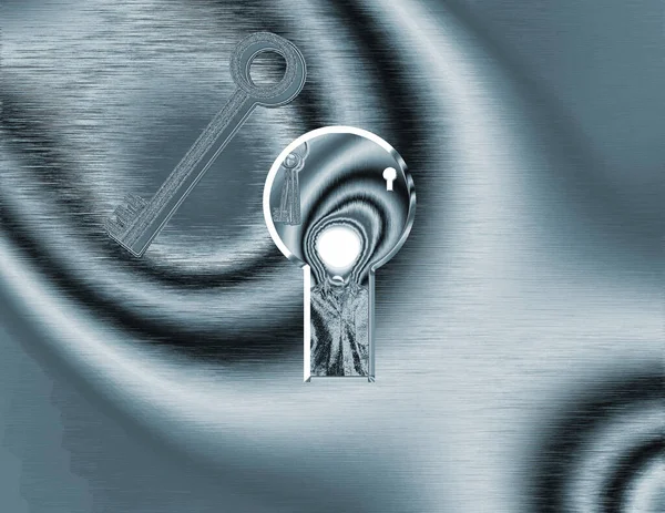 Anahtar Deliğinden Bakan Izleyici Ampul Kafalı Bir Adam Görür Gerçeküstü — Stok fotoğraf