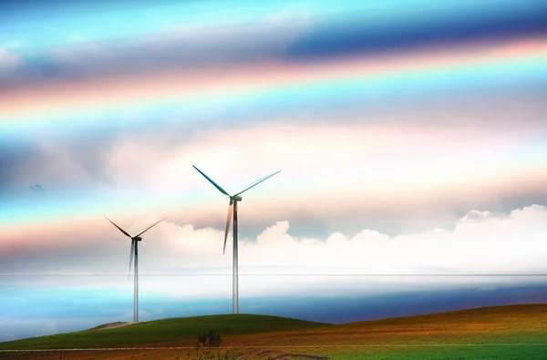 Rüzgar Türbinleri Soyut Renkli Arkaplan Görüntüsü — Stok fotoğraf