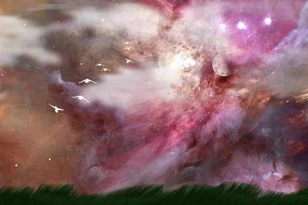Vacker Galax Med Stjärnor Djup Rymd — Stockfoto