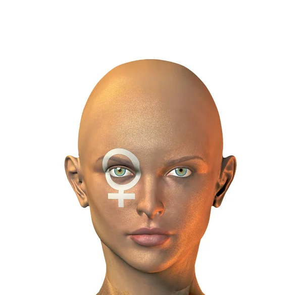 Render Human Face Mandala Reduced Size — Stock Photo, Image