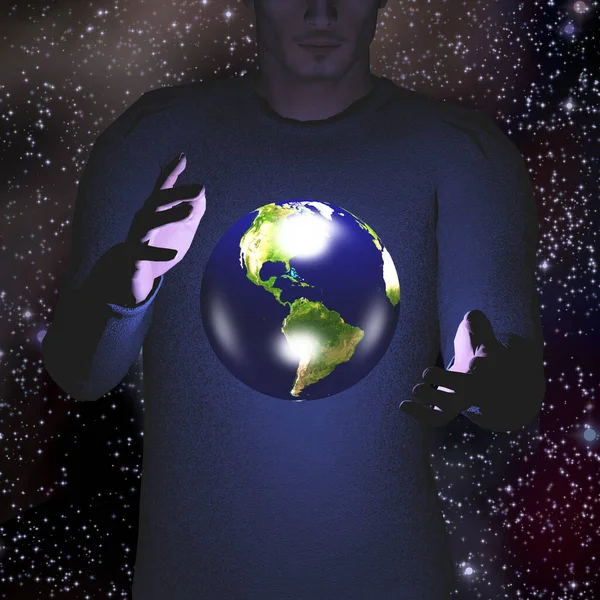 Man Earth Planet Hands — Stockfoto