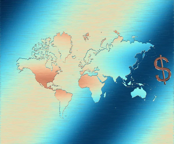 Карта Світу Знак Долара — стокове фото