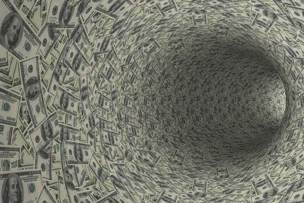Abstract Tunnel Dollar Bill Walls — Stock Photo, Image