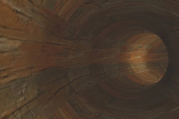 木製の壁と抽象的なトンネル 3Dレンダリング — ストック写真