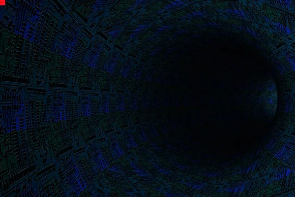 回路パターンを持つ抽象トンネル 3Dレンダリング — ストック写真