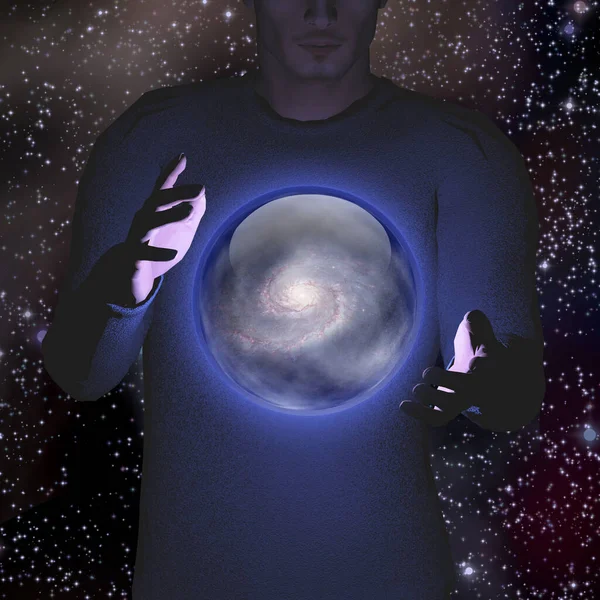 Galaxy Space Hands Planet Abstract Art — Fotografia de Stock