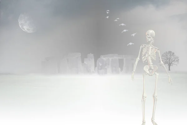 Кольорові Ілюстрації Стоунхенджа Людського Скелета — стокове фото