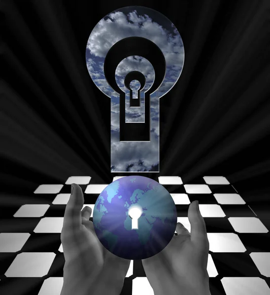 Conceptual Illustration Hands Lock Humanity Rule World Concept — Stock Photo, Image