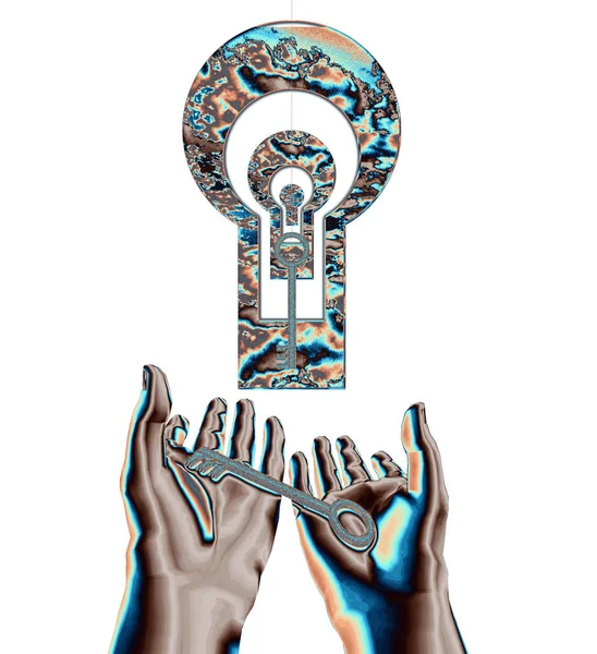 Conceptual Illustration Hands Lock Humanity Rule World Concept — Stockfoto