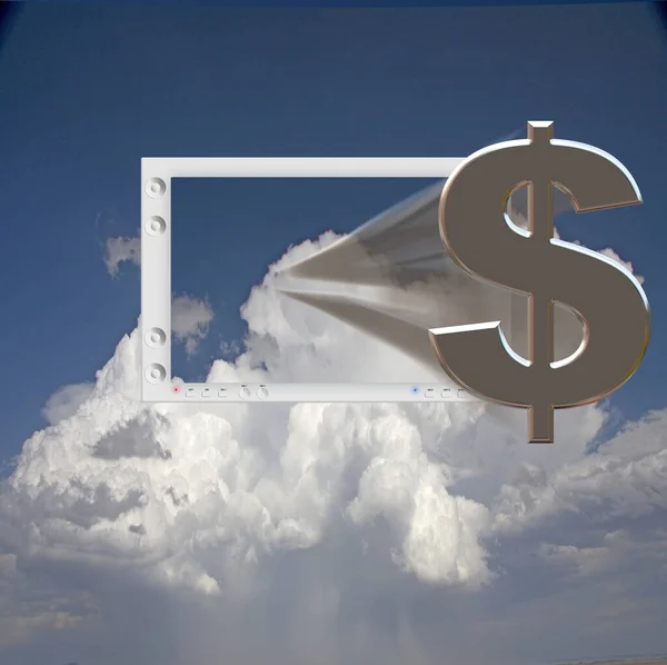 Dollar Sign Blue Sky Background Clouds — Stock Photo, Image