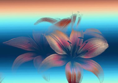 güzel zambak çiçekleri, çiçekli arka plan suluboya çizimi 