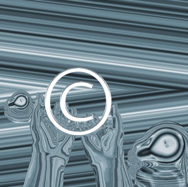 Telif hakkı sembolünü tutan eller. 3d oluşturma.