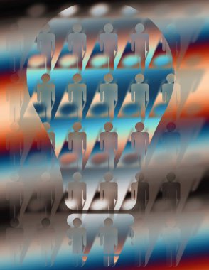 insan siluetleri ile parlak arkaplan 