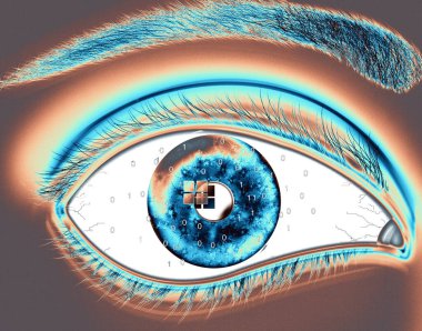 eye lens reflection with green glitter