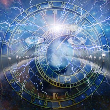 computer graphic design art, human look in space, future vision