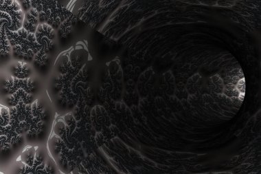 Fraktal formasyonlu soyut tünel. 3d oluşturma.