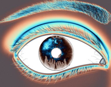 eye lens reflection with green glitter