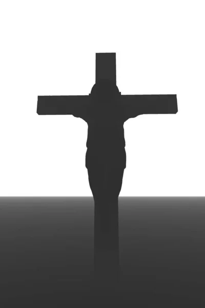Silhouet Van Jezus Christus Witte Achtergrond — Stockfoto