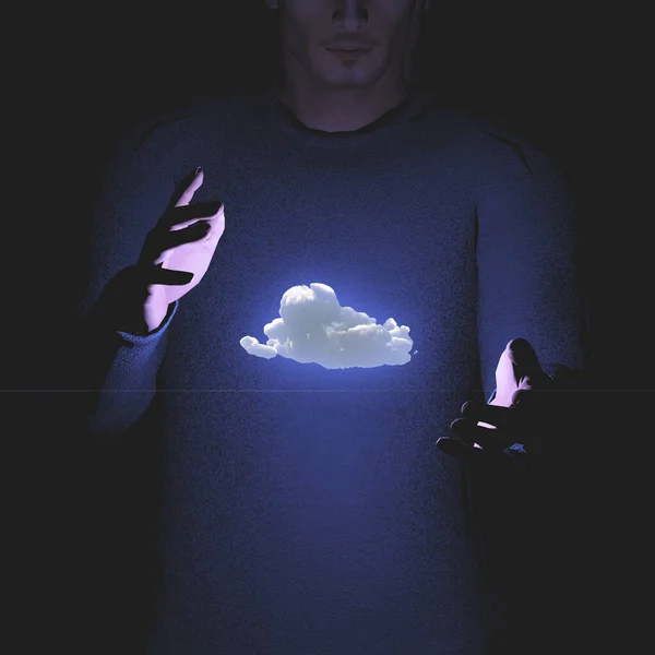 Muž Koncepcí Cloud Computingu — Stock fotografie