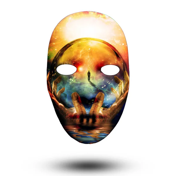 Masker Met Regenboog Zwart — Stockfoto