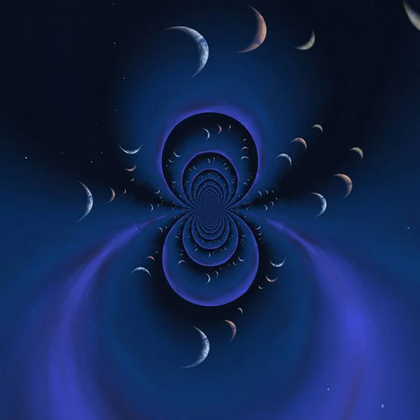 Abstract Design Blue Background Moon Elements — Stockfoto