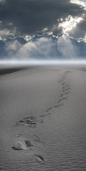 Footprints Sand Rendering — Stock Photo, Image