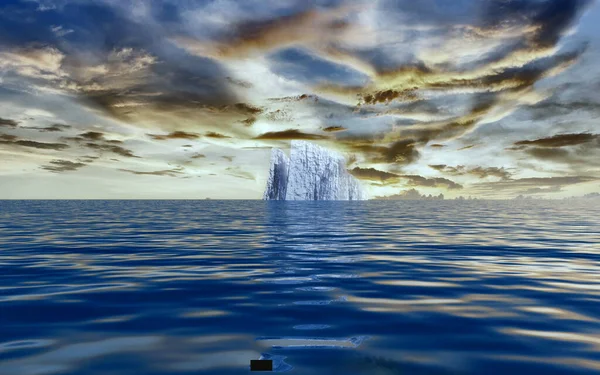 Iceberg Galleggia Nel Mare Rendering — Foto Stock
