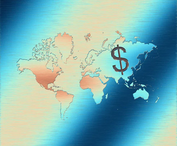 World Map Dollar Sign — 图库照片