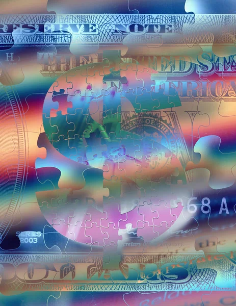 Dollarteken Kleurrijke Puzzelachtergrond — Stockfoto