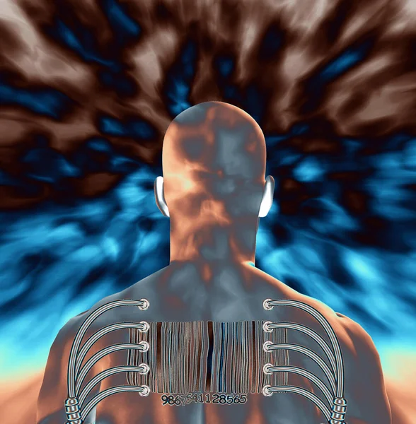 Abstract Background Human Face Rendering Bald Man Face Away — Stock Photo, Image