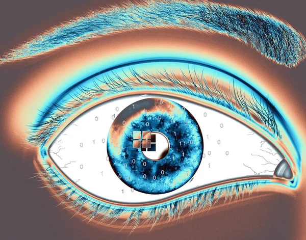 eye lens reflection with green glitter