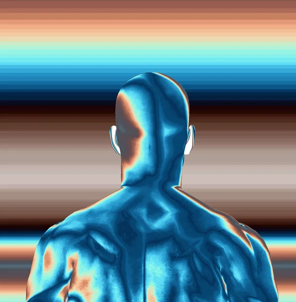 Abstract Background Human Face Rendering Bald Man Face Away — Zdjęcie stockowe