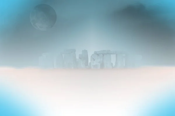Stonehenge Fullmåne Eller Planet Surrealistiskt Landskap Konvertering — Stockfoto