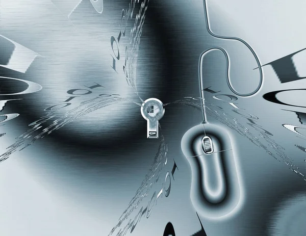 Sécurité Internet Keyhole Souris Ordinateur Code Binaire Rendu — Photo