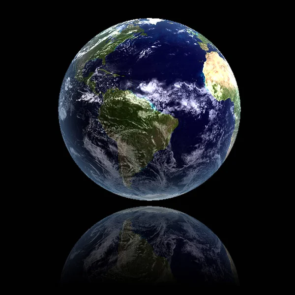 Planeta Terra Isolado Preto Renderização — Fotografia de Stock