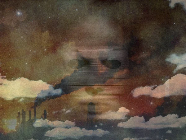 Maska Vlnou Oceánu Zamračené Obloze — Stock fotografie