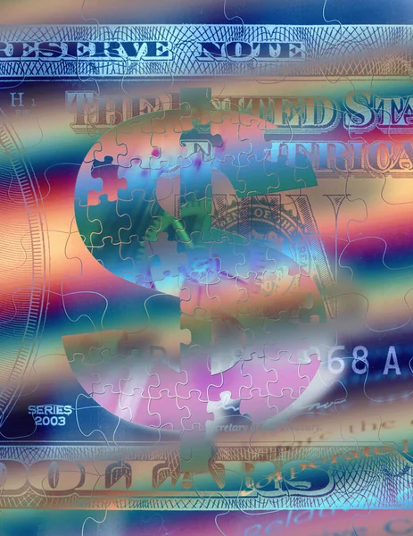 Dollarteken Kleurrijke Puzzelachtergrond — Stockfoto