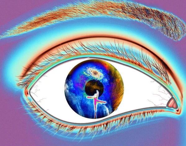 eye lens reflection with green glitter