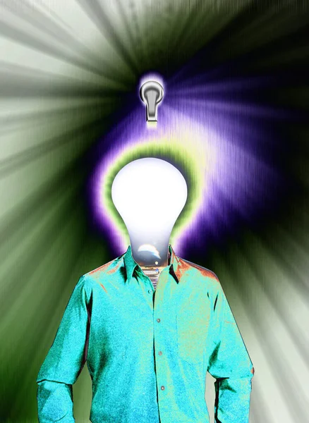 Abstract Thoughts Art Wallpaper Man Light Bulb Idea — Foto Stock