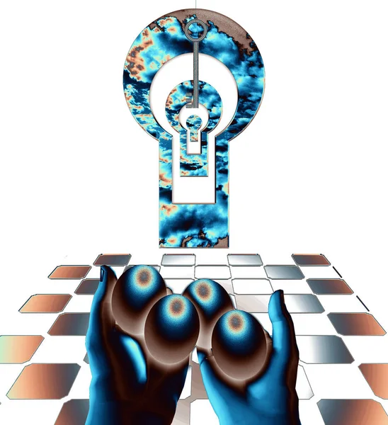 Conceptual Illustration Hands Lock Humanity Rule World Concept — Stockfoto