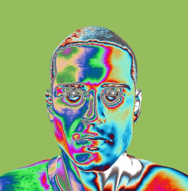 soyut renkli arkaplan ve erkek yüzü 