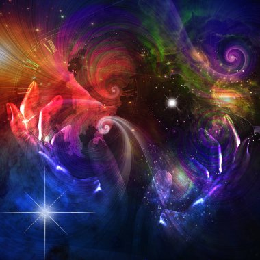 abstract background with fractal elements and stars