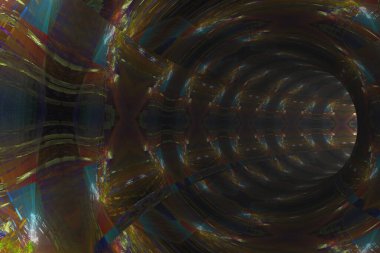 Renkli duvarları olan soyut bir tünel. 3B görüntüleme.