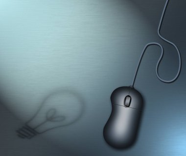 computer mouse with light bulb background