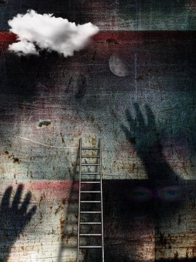 Klasik televizyonlu Grunge kompozisyonu ve