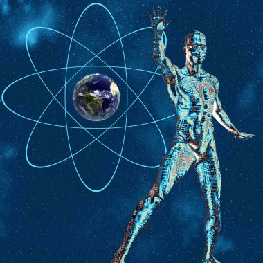 Kavramsal Atom Gelecekçi Soyut Renk Arkaplanı